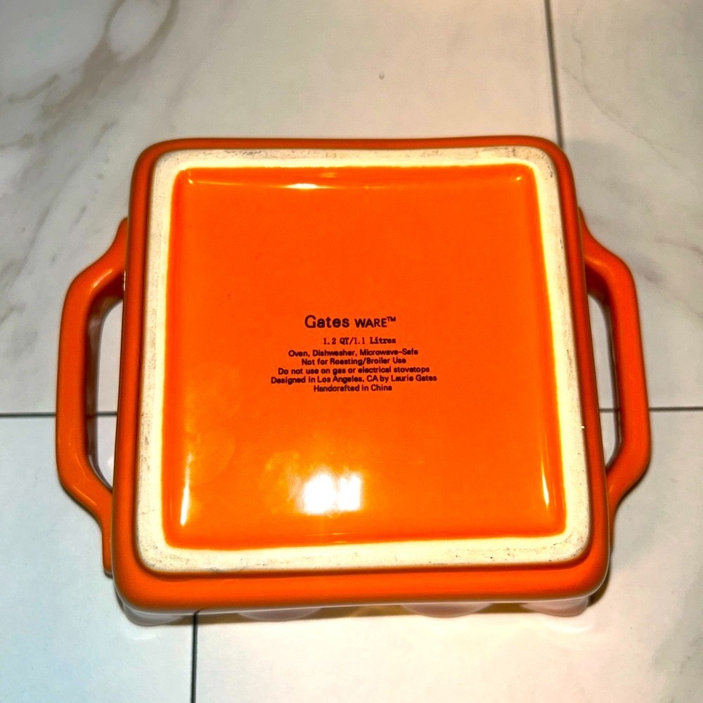 Authentic Gates Ware Orange and White Ceramic Baking Dish 1.2 QT - Picture 7 of 14